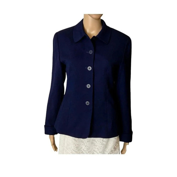 Talbots blue Worsted Wool 4 Button Blazer Made in USA Lined size 4 - Picture 1 of 5